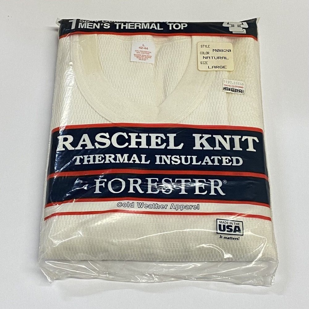 Vintage Sealed Deadstock Forester Raschel Knit Thermal Top USA Size Large